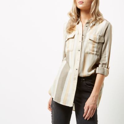 Cream stripe relaxed fit shirt